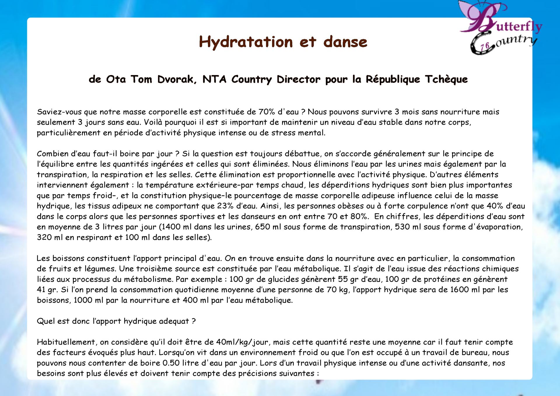 Hydratation et danse 1