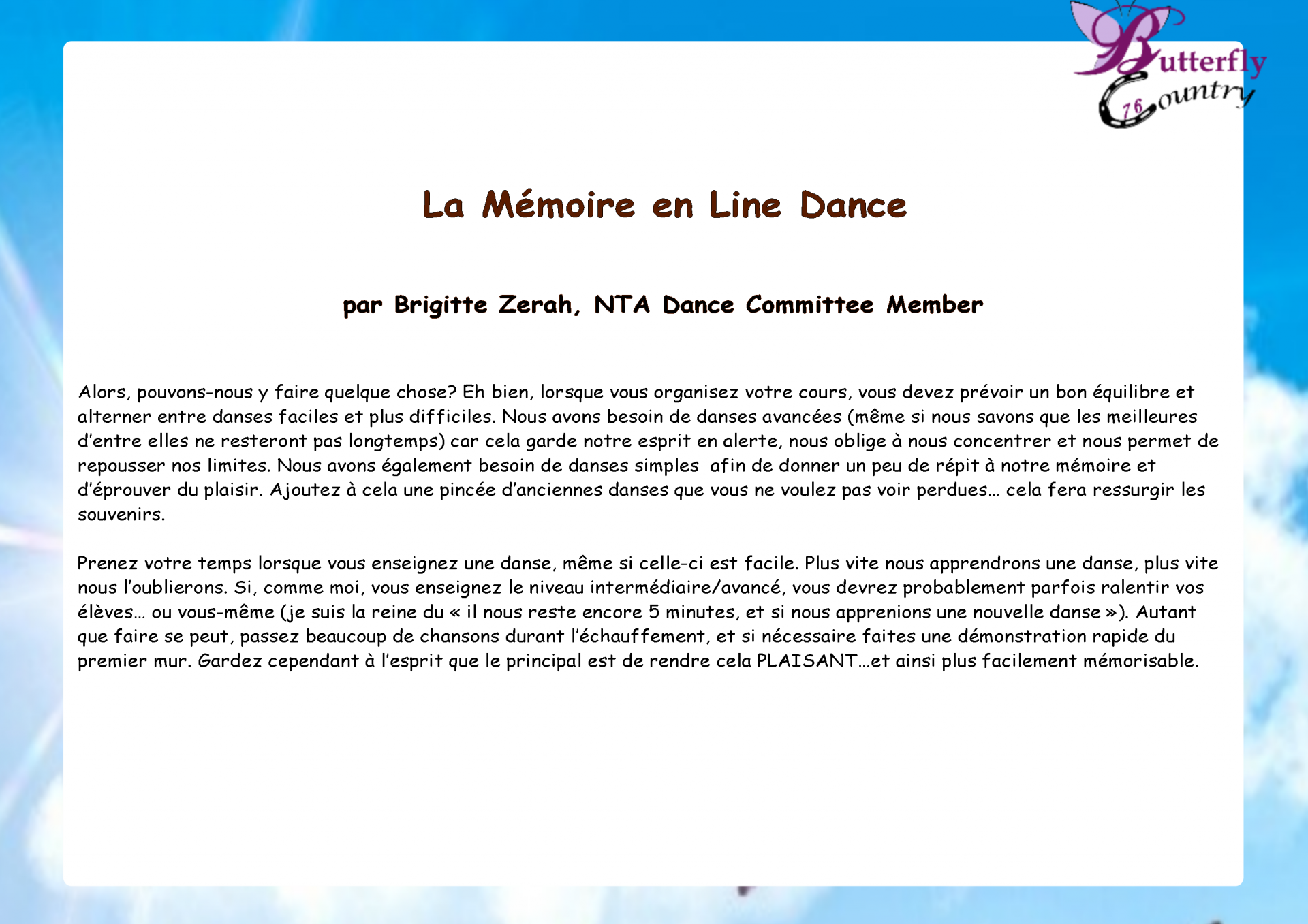 La memoire en line dance 2