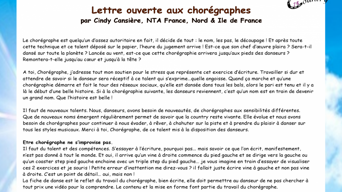 Lettre ouverte aux choregraphes 2