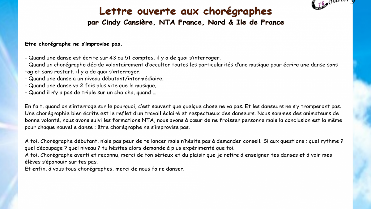 Lettre ouverte aux choregraphes 3